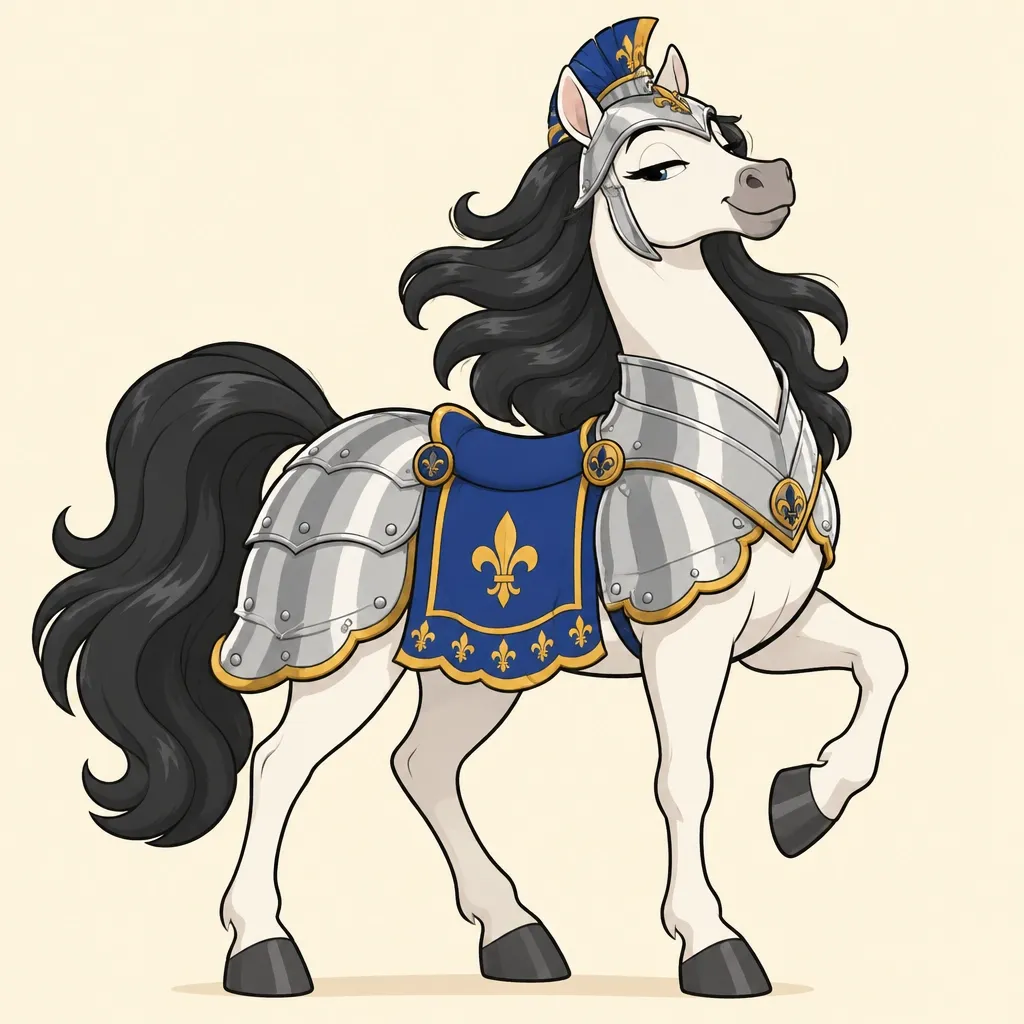 Pennance the Horse, a fictional white horse in plate armor